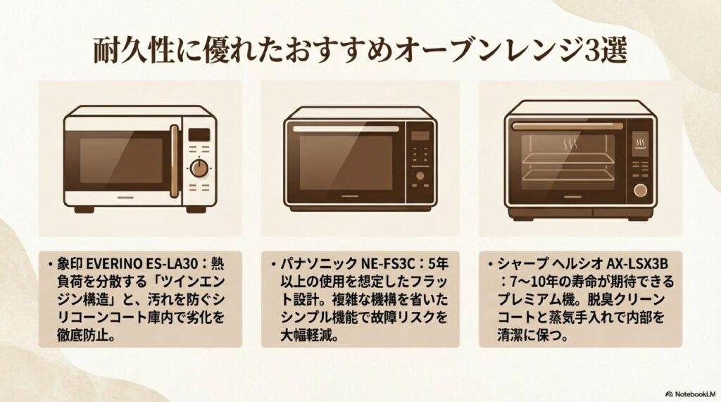 耐久性に優れたおすすめオーブンレンジ3選