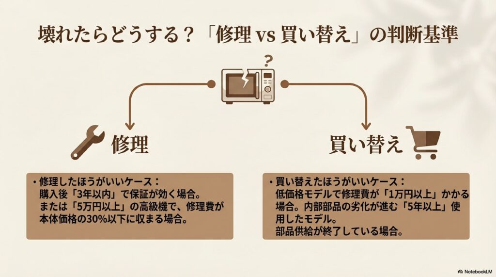 壊れたら修理vs買い替えどっちがいい？
