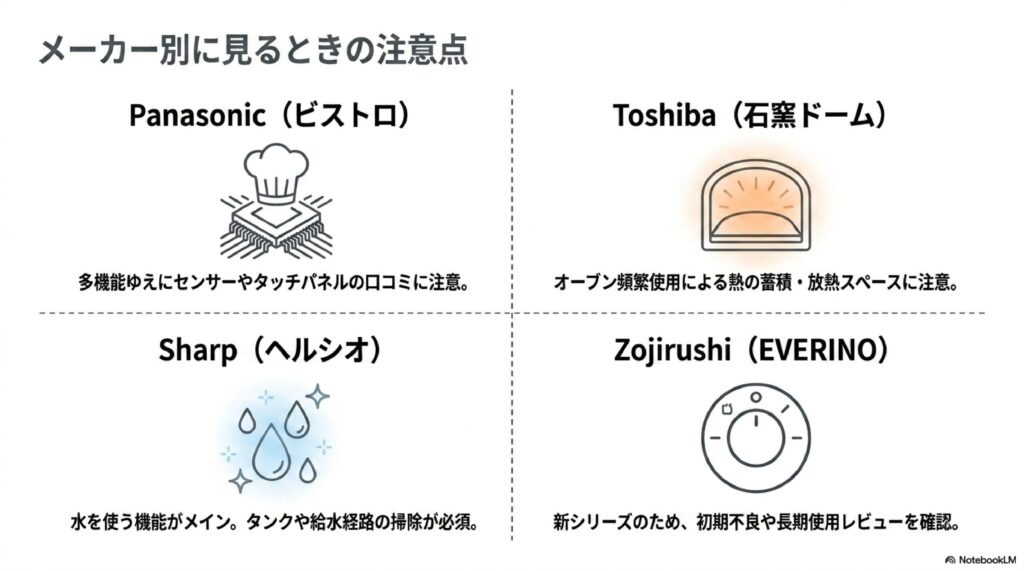 メーカー別に見るときの注意点