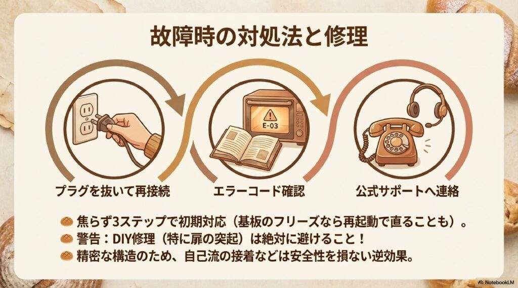 東芝石窯ドームの故障時の対処法と修理・保証情報