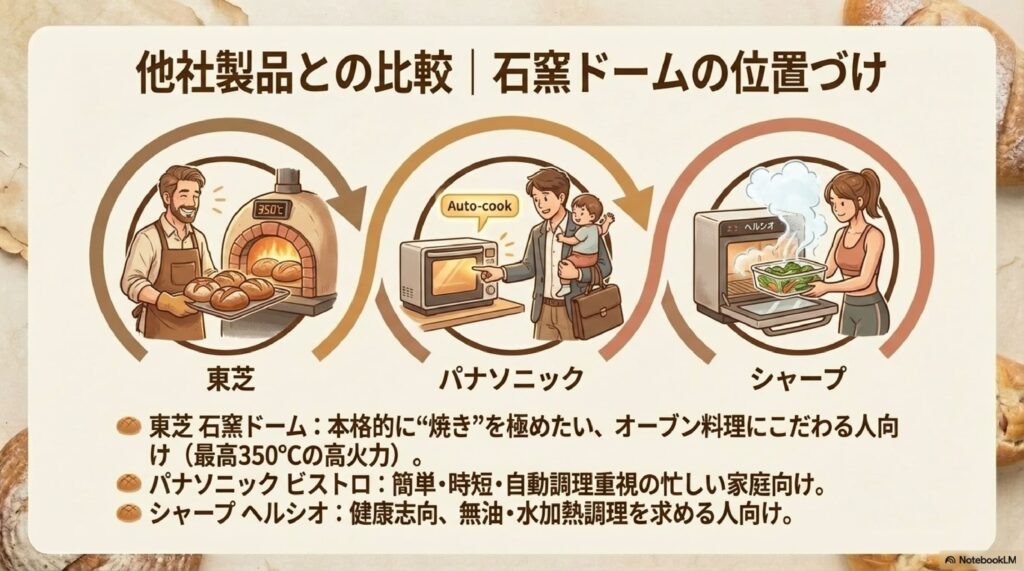 東芝石窯ドームと他社製品との比較｜東芝石窯ドームの位置づけ