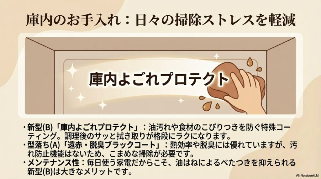 庫内お手入れはER-D70B（最新）が楽ちん