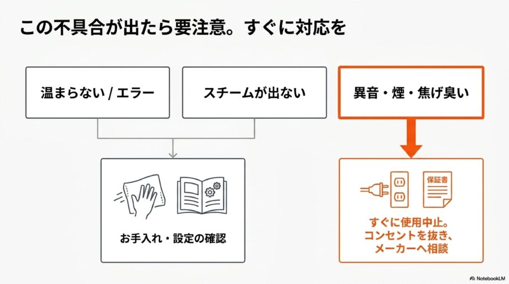 象印オーブンレンジで見かける故障・不具合の例
