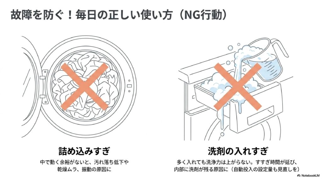 ドラム式洗濯機で故障を防ぐ使い方