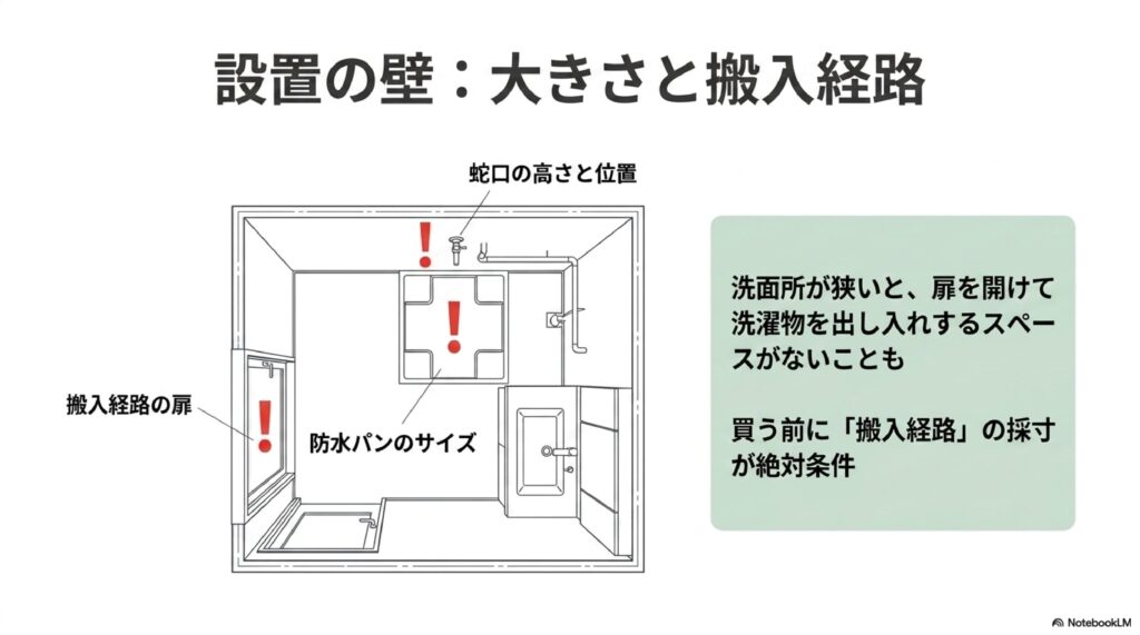 ドラム式洗濯機は、本体が大きくて重い