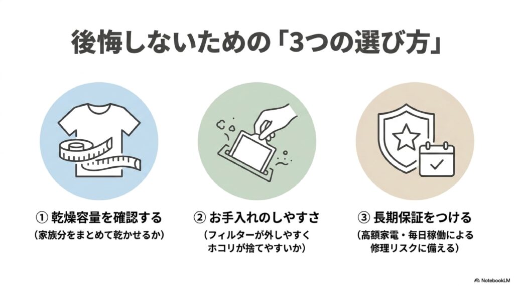 ドラム式洗濯機で後悔しない選び方