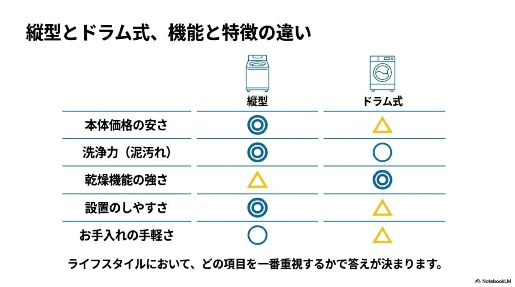 縦型洗濯機とドラム式洗濯機の違い